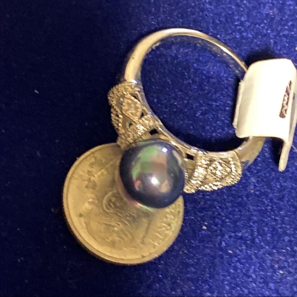 HP Black Tahitian Pearl .925 Sterling Silver Ring - Picture 8 of 8